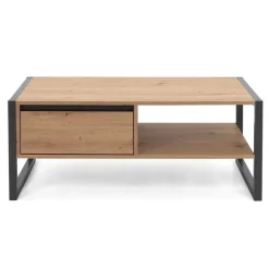 CALICOSY - Salontafel DENVER - Handgemaakt eiken / grijs - 40x100x55 cm