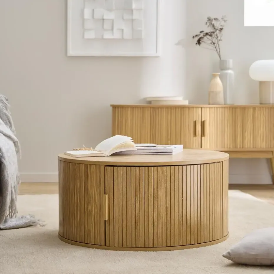 CALICOSY - Salontafel ERNEST - Licht hout - 35,5x75x75 cm