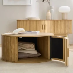 CALICOSY - Salontafel ERNEST - Licht hout - 35,5x75x75 cm