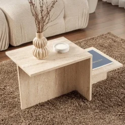 CALICOSY - Salontafel HARMONY - Travertijn - 40x77x40 cm