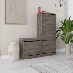 CALICOSY - Schoenenkast DUDE - Eik grijs - 118,5x105x26 cm