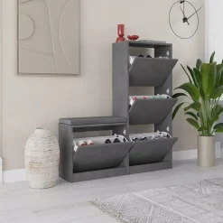 CALICOSY - Schoenenkast DUDE - Beton grijs - 118,5x105x26 cm