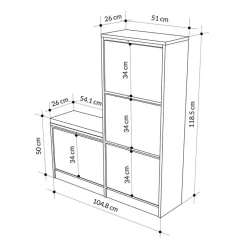 CALICOSY - Schoenenkast DUDE - Beton grijs - 118,5x105x26 cm