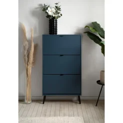 CALICOSY - Schoenenkast VIGO - Alby blauw / zwart - 125x70x24 cm