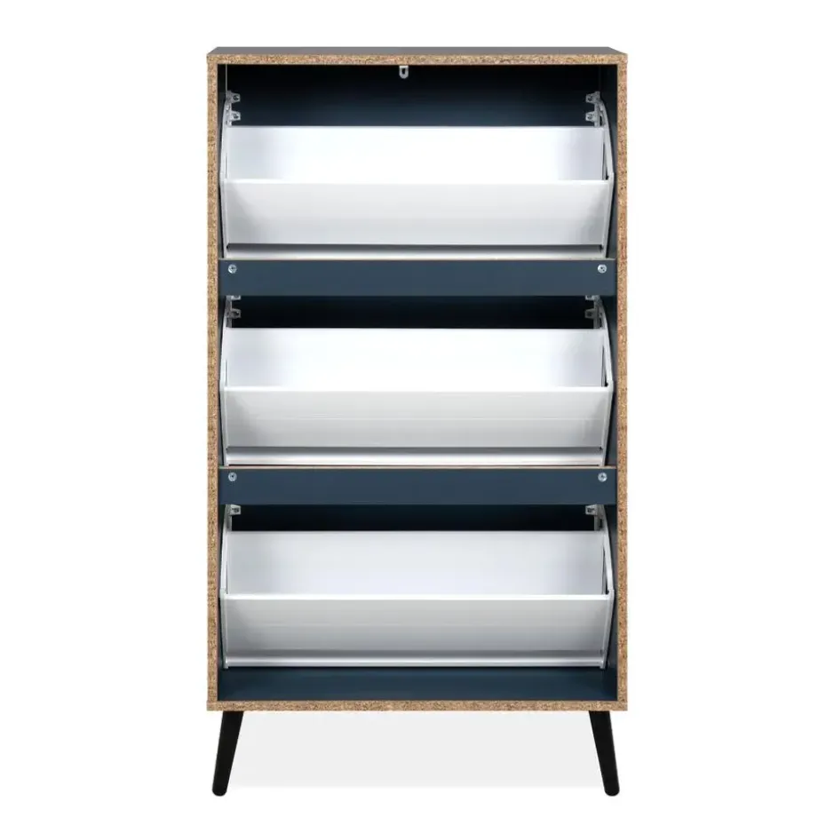 CALICOSY - Schoenenkast VIGO - Alby blauw / zwart - 125x70x24 cm