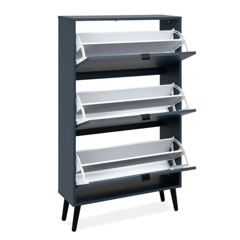 CALICOSY - Schoenenkast VIGO - Alby blauw / zwart - 125x70x24 cm