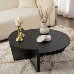 CALICOSY - Set van 2 Salontafels ORION - Zwart hout - 35x90x90 cm