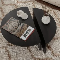 CALICOSY - Set van 2 Salontafels ORION - Zwart hout - 35x90x90 cm