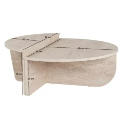 CALICOSY - Set van 2 Salontafels ORION - Travertijn - 35x90x90 cm