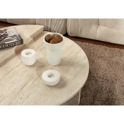 CALICOSY - Set van 2 Salontafels ORION - Travertijn - 35x90x90 cm