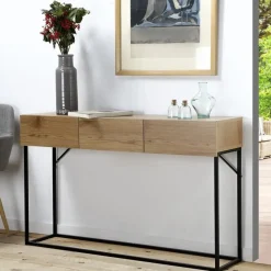 CALICOSY - Sidetable - Eikenhouten decor - 73x120x29.5 cm