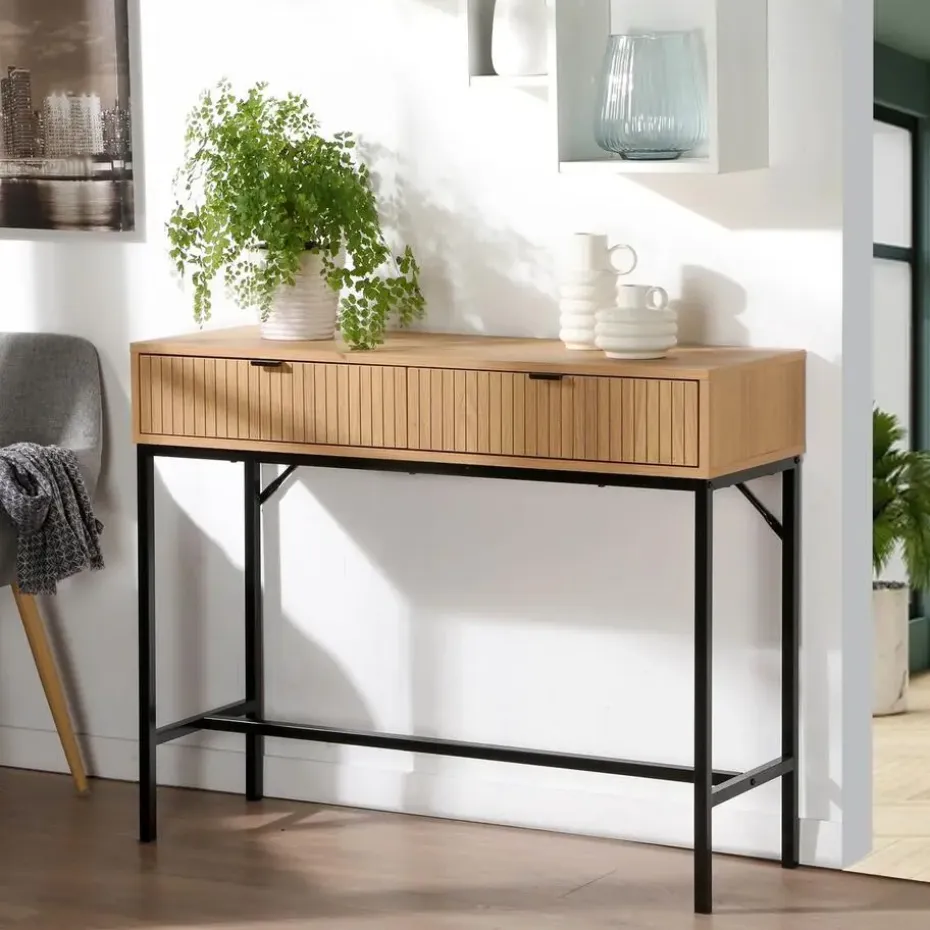 CALICOSY - Sidetable TARA - Licht hout - 80x100x35 cm