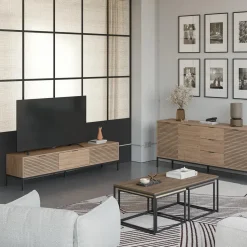 CALICOSY - TV-Meubel ARIEL - Licht hout - 55x180x40 cm