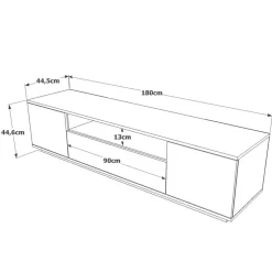 CALICOSY - TV-Meubel FR7-AA - Handgemaakt eiken / wit - 44,6x180x44,5 cm