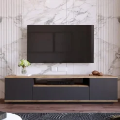 CALICOSY - TV-Meubel FR7-AA - Handgemaakt eiken / grijs - 44,6x180x44,5 cm