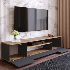 CALICOSY - TV-Meubel FR7-AA - Handgemaakt eiken / grijs - 44,6x180x44,5 cm