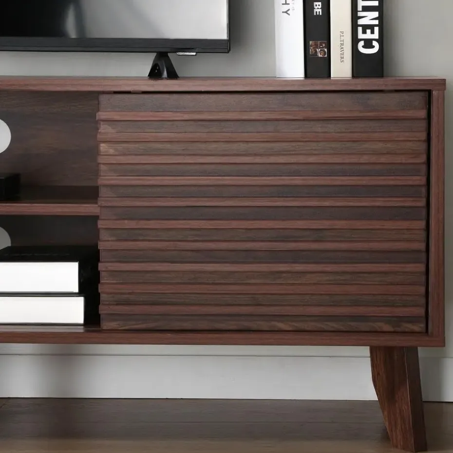 CALICOSY - TV-Meubel FRIBOURG - Donker hout - 51,5x135x39 cm