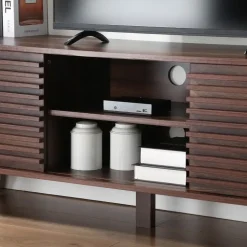 CALICOSY - TV-Meubel FRIBOURG - Donker hout - 51,5x135x39 cm