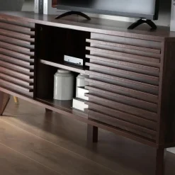 CALICOSY - TV-Meubel FRIBOURG - Donker hout - 51,5x135x39 cm