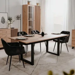 CALICOSY - Vitrinekast LUBLIN - Licht hout - 198x92x40 cm