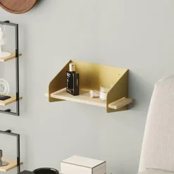 CALICOSY - Wandrek WREN - Goud/Hout - 20x40x19 cm