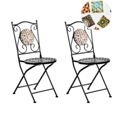 CASARIO - Tuinstoel set van 2 - Zwart - Metaal