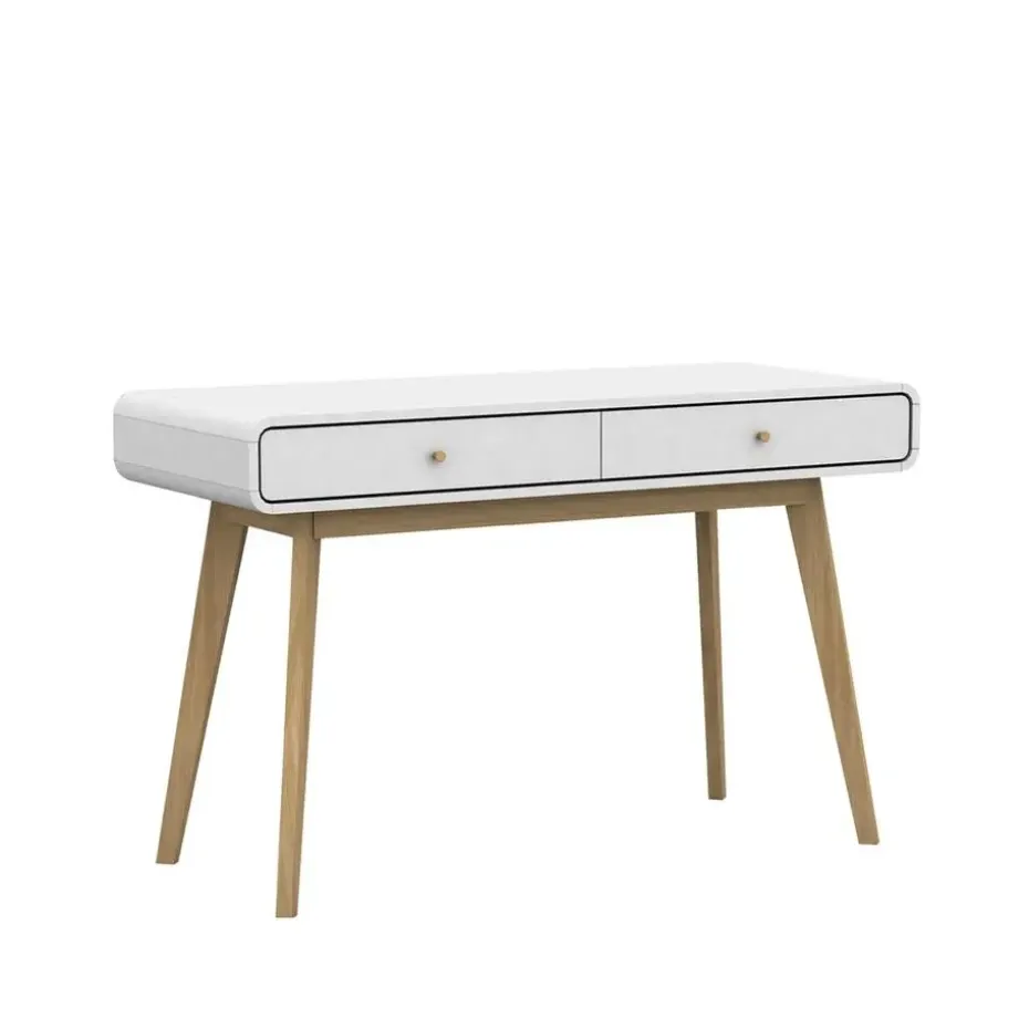 Cassie - Bureau met 2 laden in eiken look / wit