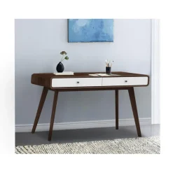 Cassie - Bureau walnoot en wit spaanplaat 2-deurs
