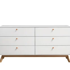 Cassie - Commode van 3+3 laden in witte spaanplaat