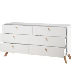 Cassie - Commode van 3+3 laden in witte spaanplaat