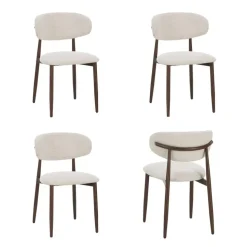 Celia Eetkamerstoelen Set van 4 Beige Walnoot