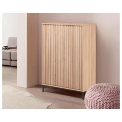 Celine - Hoge kast met 2 deuren in natuurlijke spaanplaat