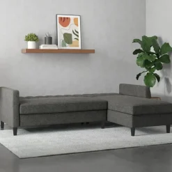 Celine - 3-zits hoekslaapbank in antraciet stof