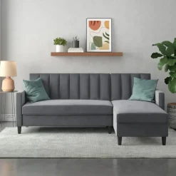 Celine - 3-zits hoekslaapbank in antraciet fluweel