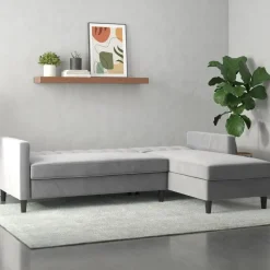 Celine - 3-zits hoekslaapbank in grijs fluweel