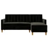 Celine - 3-zits hoekslaapbank in zwart fluweel