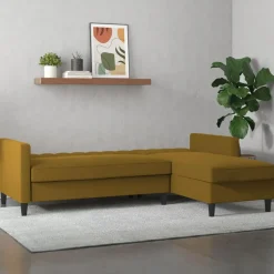 Celine - 3-zits hoekslaapbank in curry stof