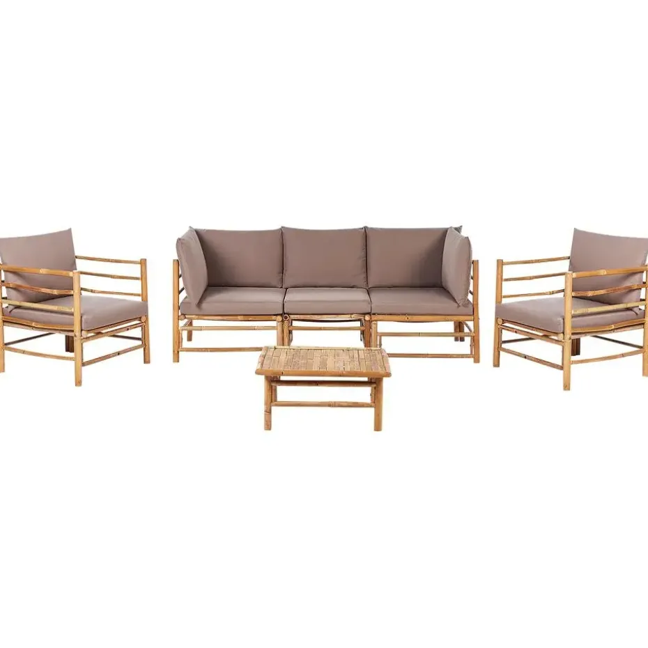 CERRETO - Loungeset 5-zits - Taupe - Bamboe