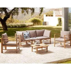 CERRETO - Loungeset 5-zits - Taupe - Bamboe