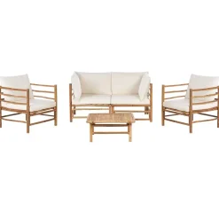 CERRETO - Loungeset 4-zits - Wit - Bamboehout