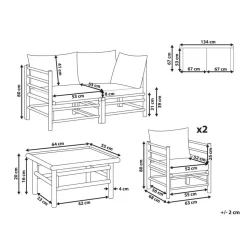 CERRETO - Loungeset 4-zits - Wit - Bamboehout