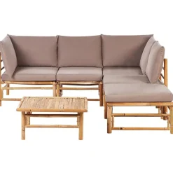 CERRETO - Loungeset 5-zits hoekbank - Taupe - Bamboehout