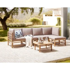 CERRETO - Loungeset 5-zits hoekbank - Taupe - Bamboehout