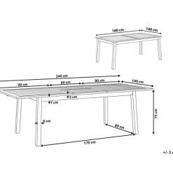 CESANA - Tuintafel - Donkerhout - 100 x 180/240 cm - Acaciahout