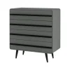 Chantal - Commode met 4 laden in grijszwarte spaanplaat