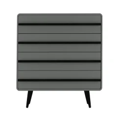 Chantal - Commode met 4 laden in grijszwarte spaanplaat