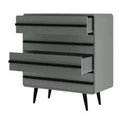 Chantal - Commode met 4 laden in grijszwarte spaanplaat