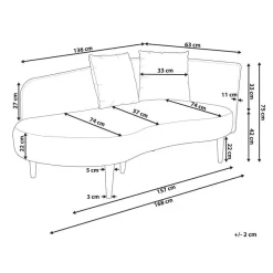 CHAUMONT - Chaise longue - Taupe - Rechterzijde - Fluweel
