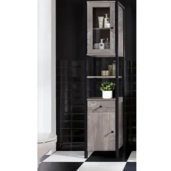 Chris - Kast 1 glazen deur, 1 deur, 1 lade in betonnen spaanplaat