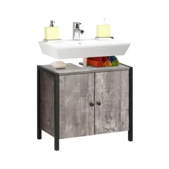 Chris - Onderkast met 2 deuren van beton/zwarte spaanplaat 60 cm